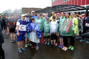 Team Pegasus wearing bin bags to keep dry before the race