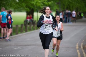 Sara very close to the 1 mile finish line