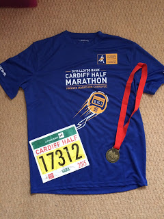 Cardiff Half Marathon t-shirt and medal